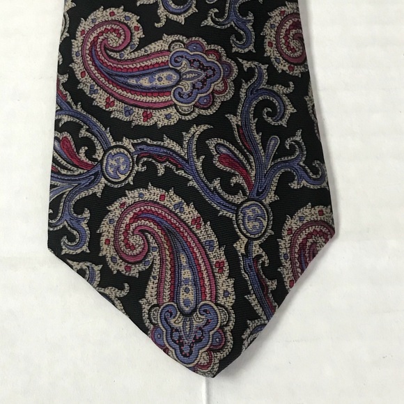 Pink Purple Silk Paisley Tie with Gray & Black - Picture 9 of 13